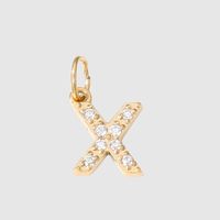 1 Piece Stainless Steel Zircon 14K Gold Plated Letter Polished Pendant sku image 13