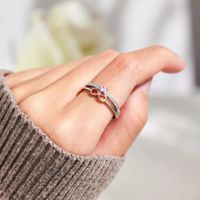 Elegante Anillo De Circonita Con Incrustaciones De Plata Esterlina Con Forma De Corazón Infinito De Estilo Clásico Y Dulce main image 3