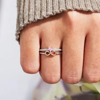 Elegante Anillo De Circonita Con Incrustaciones De Plata Esterlina Con Forma De Corazón Infinito De Estilo Clásico Y Dulce main image 5