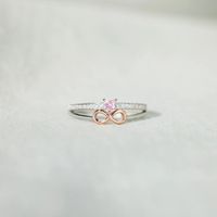 Elegante Anillo De Circonita Con Incrustaciones De Plata Esterlina Con Forma De Corazón Infinito De Estilo Clásico Y Dulce main image 1