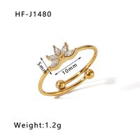 Stainless Steel 18K Gold Plated IG Style Plating Inlay Flower Zircon Open Rings sku image 1