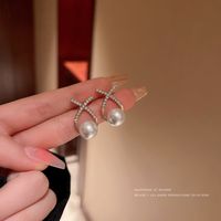 Fashion Flower Alloy Inlay Artificial Gemstones Pearl Women's Drop Earrings 1 Pair sku image 1