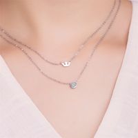 Elegant Simple Style Star Crown Stainless Steel Inlay Zircon Double Layer Necklaces main image 1