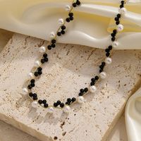 Simple Style Color Block Imitation Pearl Crystal Copper Plating 18k Gold Plated Necklace main image 3