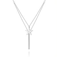 Elegant Simple Style Star Crown Stainless Steel Inlay Zircon Double Layer Necklaces main image 5