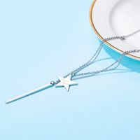 Elegant Simple Style Star Crown Stainless Steel Inlay Zircon Double Layer Necklaces main image 4