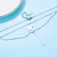 Elegant Simple Style Star Crown Stainless Steel Inlay Zircon Double Layer Necklaces main image 2