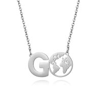 Casual Simple Style Map Letter Stainless Steel Hollow Out Pendant Necklace main image 2