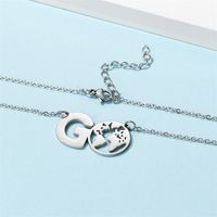 Casual Simple Style Map Letter Stainless Steel Hollow Out Pendant Necklace main image 4