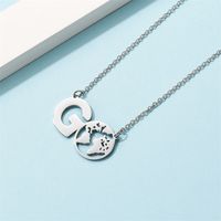 Casual Simple Style Map Letter Stainless Steel Hollow Out Pendant Necklace main image 3