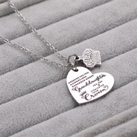 Elegant Simple Style Letter Heart Shape Crown Stainless Steel Plating Inlay Zircon Pendant Necklace main image 3