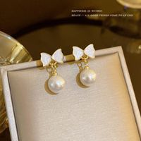 Fashion Flower Alloy Inlay Artificial Gemstones Pearl Women's Ear Studs 1 Pair sku image 7