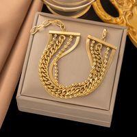 Simple Style Solid Color Titanium Steel 18k Gold Plated Bracelets In Bulk sku image 1
