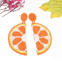 1 Paire Mignon Vacances Orange Fruit Alliage Perle De Rocaille Boucles D'oreilles main image 1