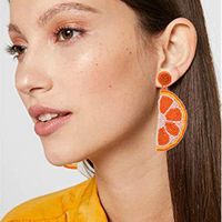 1 Pair Cute Vacation Orange Fruit Alloy Seed Bead Drop Earrings main image 3