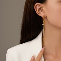 1 Pair Simple Style Classic Style Water Droplets Tassel Plating Inlay Stainless Steel Pearl Zircon Gold Plated Drop Earrings main image 3