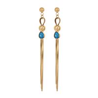 1 Pair Simple Style Classic Style Water Droplets Tassel Plating Inlay Stainless Steel Pearl Zircon Gold Plated Drop Earrings sku image 3