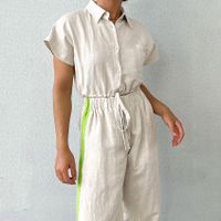 Women's Casual Solid Color Cotton And Linen Pants Sets sku image 6