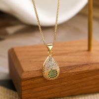 Simple Style Water Droplets Copper 18k Gold Plated Zircon Pendant Necklace In Bulk sku image 3