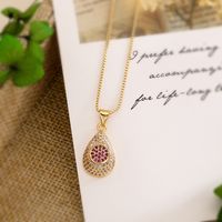 Simple Style Water Droplets Copper 18k Gold Plated Zircon Pendant Necklace In Bulk sku image 1