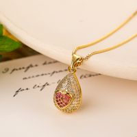 Simple Style Water Droplets Copper 18k Gold Plated Zircon Pendant Necklace In Bulk sku image 4