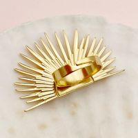 304 Stainless Steel 14K Gold Plated Glam Enamel Plating Flower Open Rings main image 3