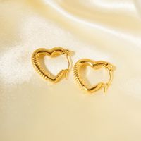 1 Pair IG Style Heart Shape Plating 304 Stainless Steel 18K Gold Plated Earrings main image 3