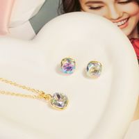 Elegant Shiny Square Alloy Iron Inlay Glass Women's Earrings Necklace sku image 2