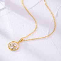 Wholesale Simple Style Round Flower Copper Plating Inlay K Gold Plated Zircon Necklace Pendant main image 3