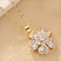 De Gros Style Simple Rond Fleur Le Cuivre Placage Incruster Plaqué Or K Zircon Collier Pendentif main image 5