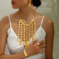 Elegant Glam Lady Geometric Copper Tassel Plating 18k Gold Plated Rings Earrings Necklace main image 5