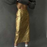 Spring Autumn Fashion Solid Color Polyester Midi Dress Skirts sku image 3