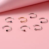 1 Piece Casual Hip-hop Modern Style C Shape Inlay Stainless Steel Zircon Nose Studs main image 4