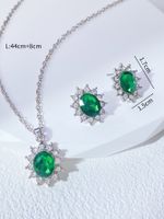 Glam Simple Style Oval Alloy Inlay Artificial Rhinestones Women's Earrings Necklace main image 2