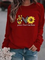 Women's Hoodie Long Sleeve Hoodies & Sweatshirts Printing Casual Sunflower Letter Heart Shape main image 5