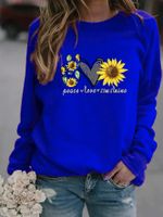 Women's Hoodie Long Sleeve Hoodies & Sweatshirts Printing Casual Sunflower Letter Heart Shape main image 4
