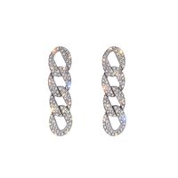 1 Piece Artistic Chain Plating Inlay Alloy Rhinestones Silver Plated Drop Earrings sku image 1