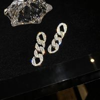 1 Piece Artistic Chain Plating Inlay Alloy Rhinestones Silver Plated Drop Earrings main image 4