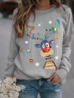 Women's Hoodie Long Sleeve Hoodies & Sweatshirts Printing Casual Snowflake Deer main image 4