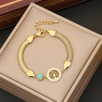 Estilo IG Básico Forma De Corazón Acero Inoxidable Chapados en oro de 18k Pulsera Al Mayoreo main image 6