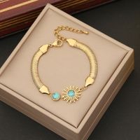 Estilo IG Básico Forma De Corazón Acero Inoxidable Chapados en oro de 18k Pulsera Al Mayoreo main image 5