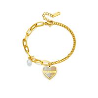 Estilo Simple Forma De Corazón Acero Inoxidable 304 Chapados en oro de 18k Acrílico Pulsera Al Mayoreo main image 2