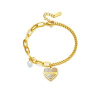Simple Style Heart Shape 304 Stainless Steel 18K Gold Plated Acrylic Bracelets In Bulk main image 2