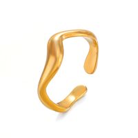 Edelstahl 304 18 Karat Vergoldet IG-Stil Überzug Irregulär Offener Ring main image 4