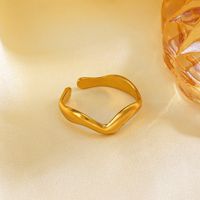 Edelstahl 304 18 Karat Vergoldet IG-Stil Überzug Irregulär Offener Ring main image 3