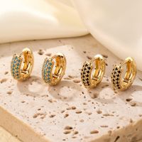 1 Pair Casual Modern Style Round Inlay Copper Zircon K Gold Plated Rhodium Plated Earrings main image 5