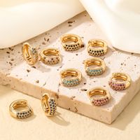 1 Pair Casual Modern Style Round Inlay Copper Zircon K Gold Plated Rhodium Plated Earrings main image 1