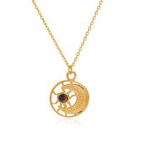 304 Stainless Steel 18K Gold Plated Vintage Style Plating Sun Moon Natural Stone Necklace main image 3