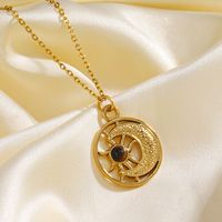 304 Stainless Steel 18K Gold Plated Vintage Style Plating Sun Moon Natural Stone Necklace main image 2