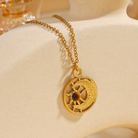 304 Stainless Steel 18K Gold Plated Vintage Style Plating Sun Moon Natural Stone Necklace main image 4